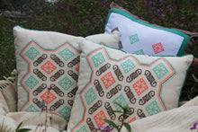 Hand-Embroidered Pillow FRESCHEZZA WITH BORDER (Mint Kiss)