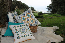 Hand-Embroidered Pillow FRESCHEZZA WITH BORDER (Breeze)
