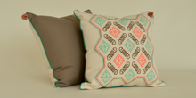 Hand-Embroidered Pillow FRESCHEZZA WITH BORDER (Mint Kiss)