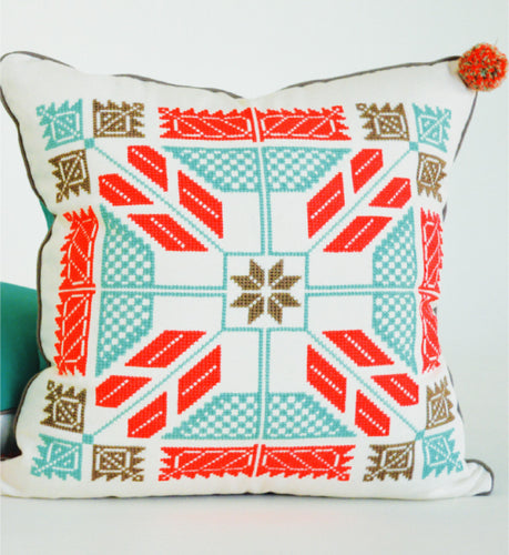 MARIA BONITA Hand-Embroidered Pillow (Mint Kiss)