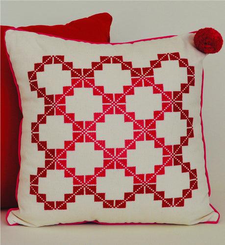 Hand-embroidered Pillow GRECO MARAIKA (Rouge)